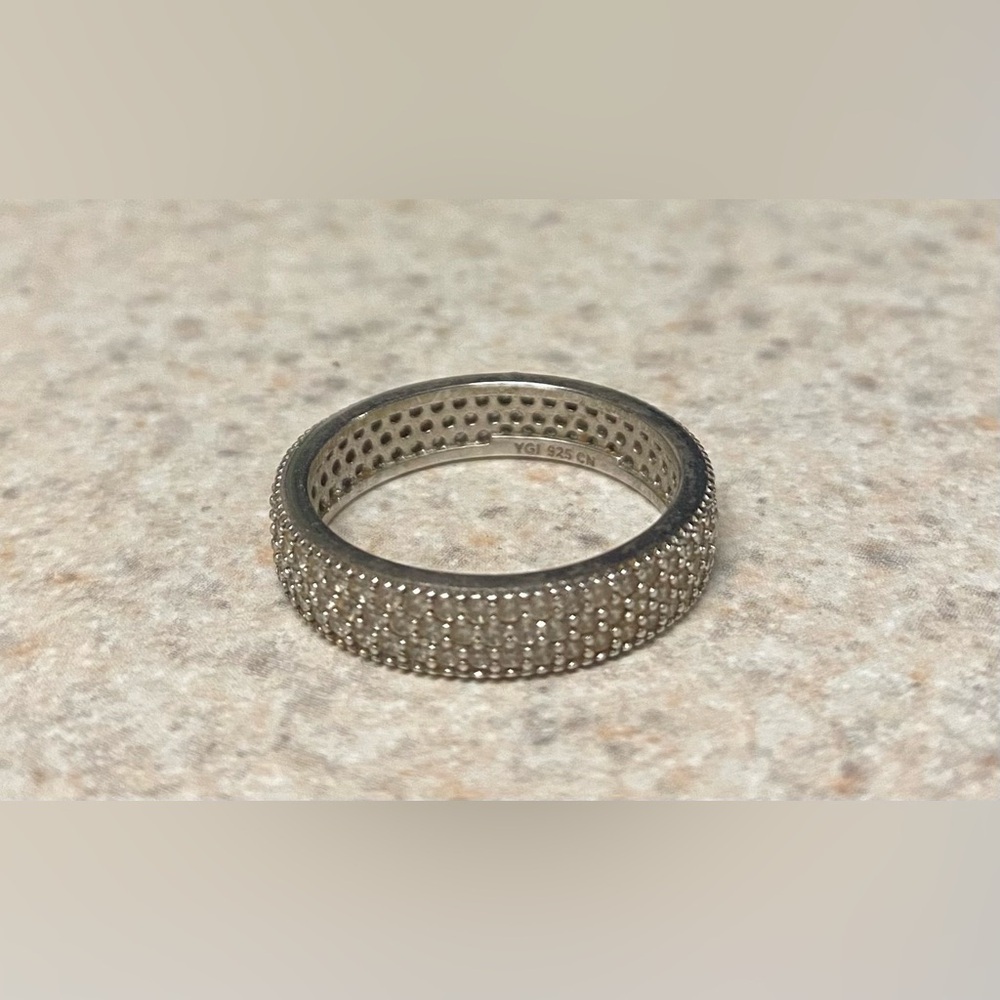 .925 Sterling Silver CZ Eternity Band Ring | Pave Cubic Zirconia | Size 8 - Picture 4 of 6